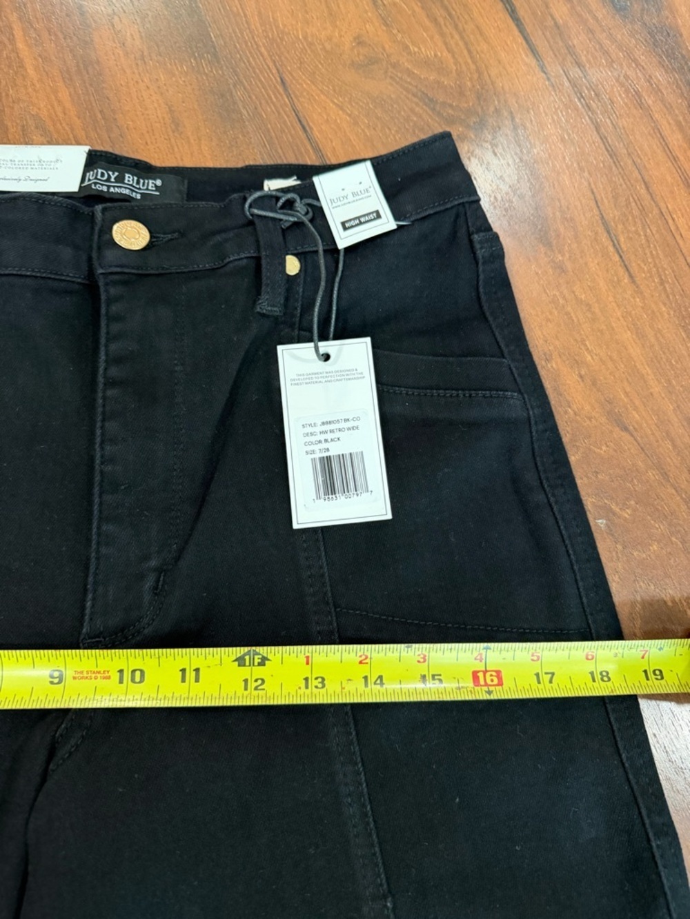 NWT Judy Blue High Waisted Retro Wide Leg Black Denim Jeans Sz 7/28 - Picture 10 of 16